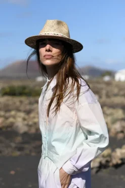 Maradji Chapeaux De Paille^Panama Galon Indien Fleurs