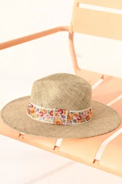 Maradji Chapeaux De Paille^Sombrero Galon Indien Fleurs
